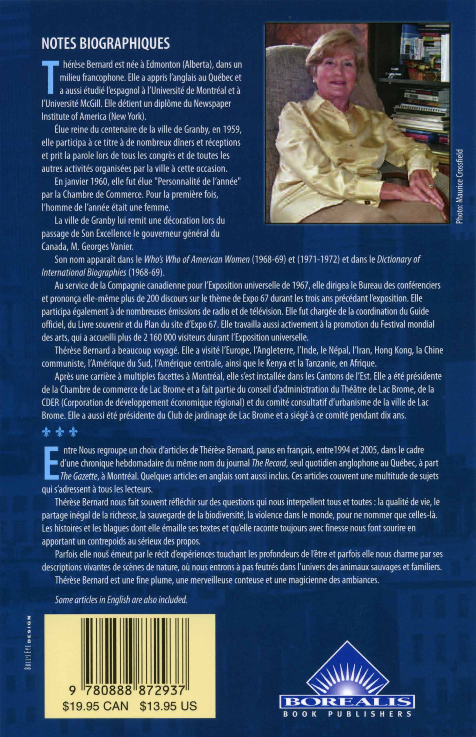 back cover of Entre Nous